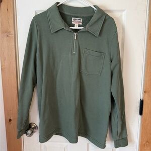 Lands' End Olive Green Quarter-Zip Sweatshirt Collar Sweater Men or Women